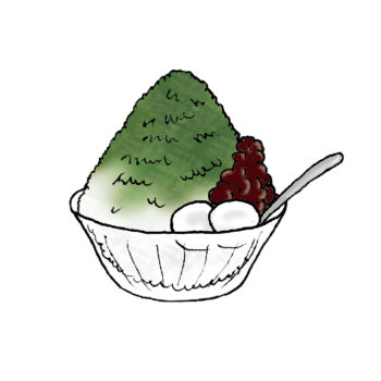 matcha shaved ice ujikintoki illustration
