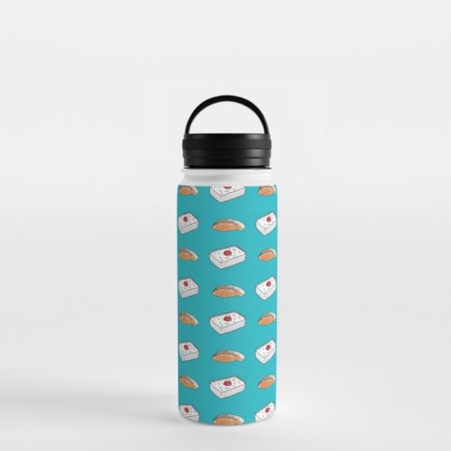 bento salmon pattern water bottle teal